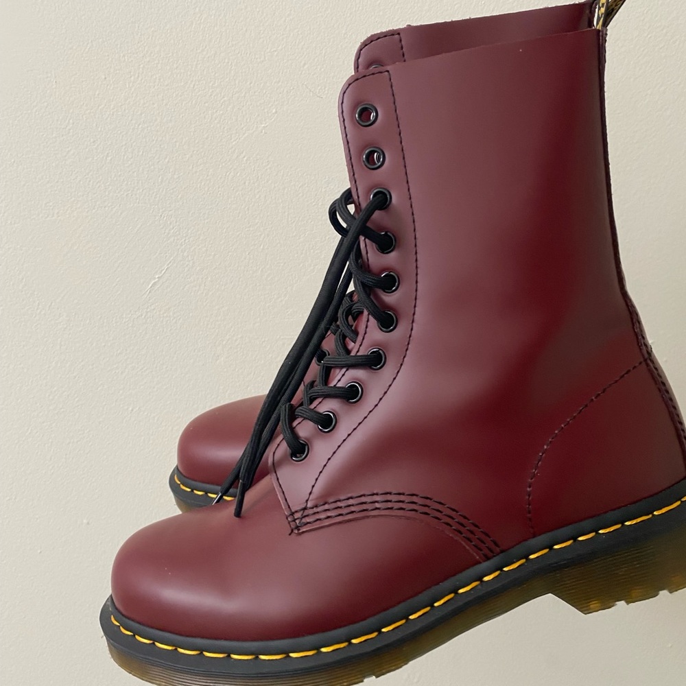 Dr. Martens, 1490 10-Eye Leather Boot, Cherry Red Women’s Size 9